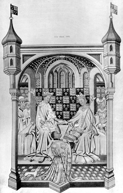 John Talbot, comte de Shrewsbury, présentant un livre à Marguerite d