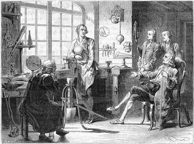 Joseph Black visitant James Watt dans son atelier de Glasgow, vers 1760 vers 1879 - Unbekannt