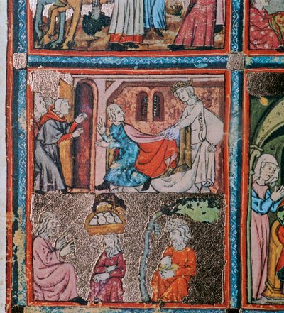 Joseph et la femme de Potiphar et Joseph en prison interprétant des rêves, 14ème siècle - Unbekannt