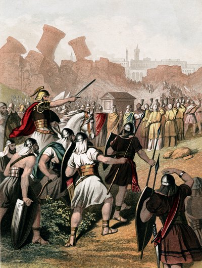 Josué encourage son armée devant les murs de Jéricho, vers 1860 - Unbekannt