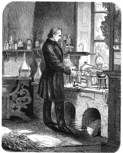 Justus von Liebig, chimiste allemand, travaillant dans son laboratoire, milieu du XIXe siècle vers 1885 - Unbekannt