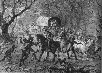 Attaque des Kaffirs sur un convoi anglais, vers 1880 - Unbekannt