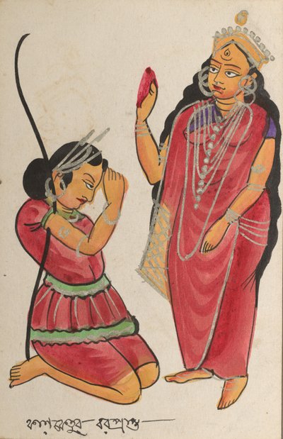 Kalaketu recevant une bénédiction de la déesse Chandi, 1800s - Unbekannt