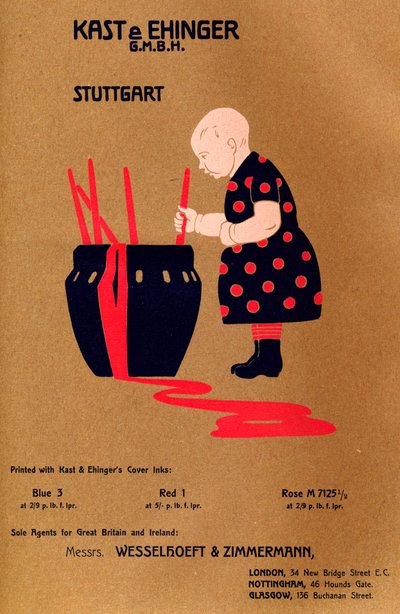 Kast & Ehinger G.M.B.H., Stuttgart - imprimé avec Bleu 3, Rouge 1 et Rose M 7125 12, 1909 - Unbekannt