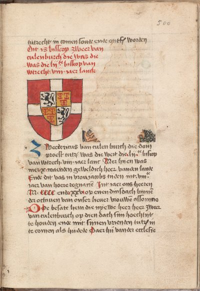 Kattendijkekroniek - Die historie of die cronicke van Hollant, van Zeelant ende van Vrieslant ende van den stichte van Uutrecht ende van veel landen die men hierna nomen sal - KB KW 1900 A 008, folium 500r - Unbekannt