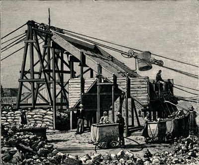 Mine de diamants de Kimberley : appareil pour soulever la terre diamantifère, 1896 - Unbekannt