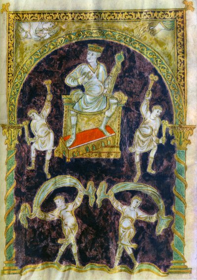 Le Roi David sur son trône, danseurs, fin du 9ème siècle, Abbaye de Saint-Gall - Unbekannt