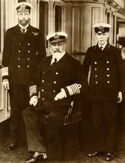 Le roi Édouard VII avec son fils George, prince de Galles, et son petit-fils le prince Edward, 1910, 1935 - Unbekannt