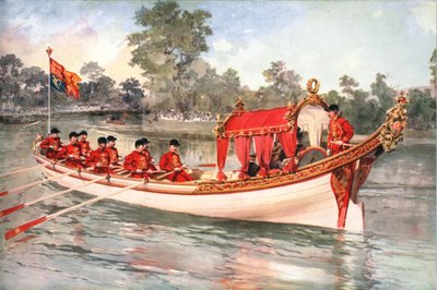 Le roi George V et la reine Mary visitant la régate de Henley sur la barge d