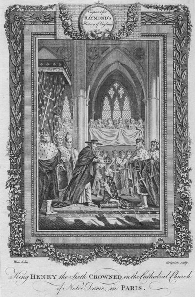 Le roi Henri VI couronné dans la cathédrale Notre-Dame, à Paris, vers 1787 - Unbekannt