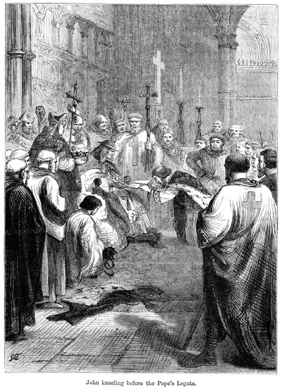 Le roi Jean 1167-1216 agenouillé devant le légat du pape, 1213 - Unbekannt