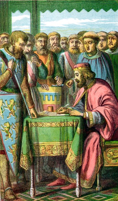 Le roi Jean signant la Magna Carta à Runnymede, Surrey, 15 juin 1215 vers 1860 - Unbekannt