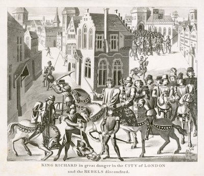 Le roi Richard II confrontant les rebelles, révolte des paysans, Londres, 1381, 19ème siècle - Unbekannt