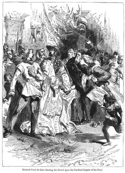 Le roi Richard Ier 1157-1199 tirant son épée sur le légat cardinal du Pape - Unbekannt