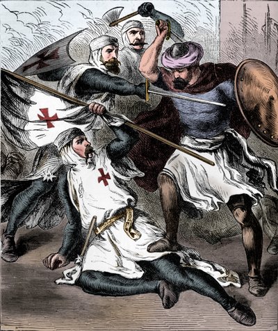Chevaliers Templiers sur le champ de bataille, vers 1910 - Unbekannt