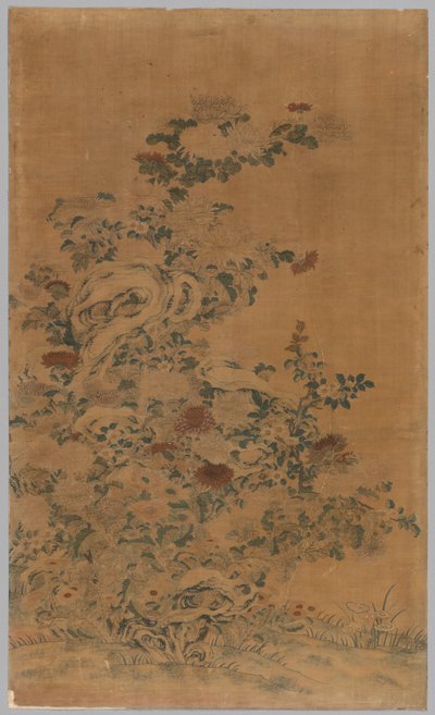 Panneau Ko Ssu : Rochers et chrysanthèmes, 1700s - 1800s - Unbekannt
