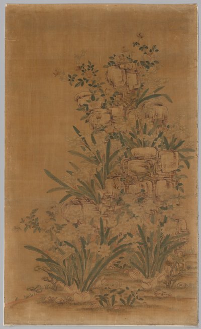 Panneau Ko Ssu : Rochers et Narcisses, 1700s - 1800s - Unbekannt