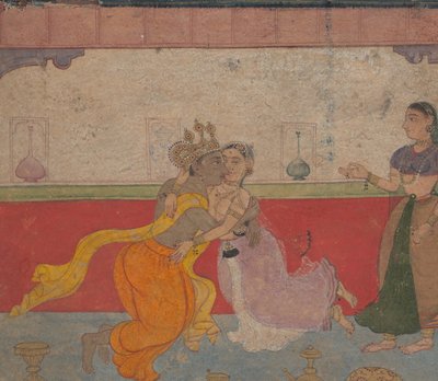 Krishna embrasse Radha: Page du Bréviaire des Amants de Boston Rasikapriya - Unbekannt