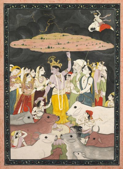 Krishna soulevant le mont Govardhana, vers 1780-1790 - Unbekannt