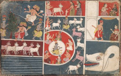 Krishna jouant de la flûte et autres épisodes du Bhagavata Purana - Unbekannt Unbekannt