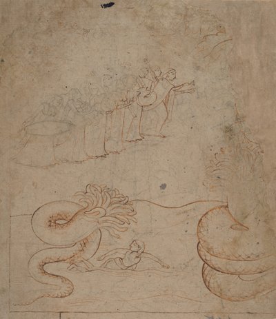 Krishna dompte le serpent Kaliya dans la rivière Yamuna..., vers 1780 - Unbekannt