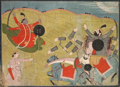 Krishna vainquant Vanasura : Scène de la section Aniruddha Usha de Krishna Lila, vers 1840 - Unbekannt