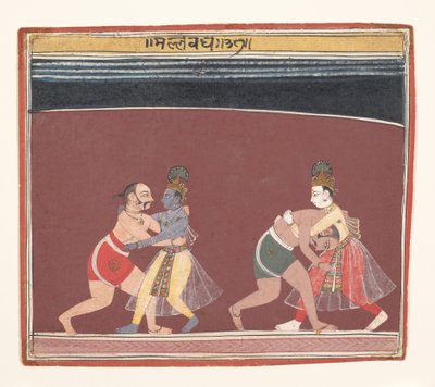 Krishna et Balarama combattent les lutteurs du roi maléfique Kamsa - Unbekannt