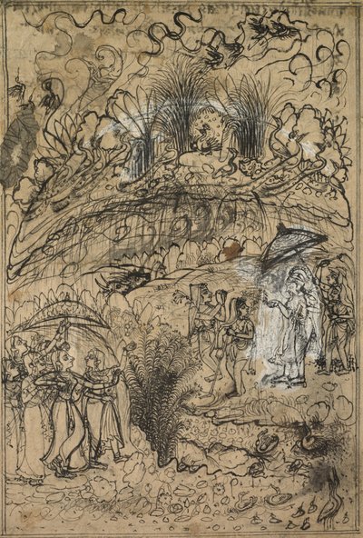 Krishna et Radha sous le mont Govardhan, vers 1720 - Unbekannt