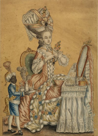 Dame à une toilette avec un garçon noir, années 1770 - Unbekannt
