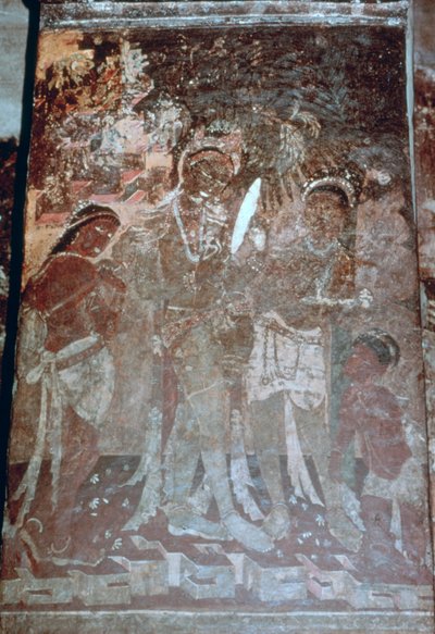 Dame à sa toilette, fresque de grotte, Ajanta, Inde. Ier-Ve siècle. XXe siècle - Unbekannt