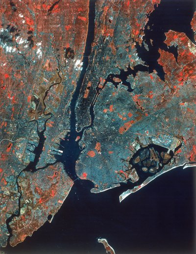 Image Landsat de Manhattan, New York, USA, années 1980 - Unbekannt