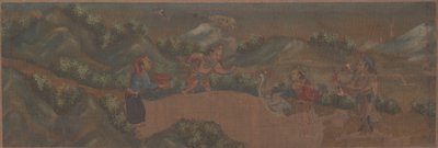 Peinture de paysage avec figure dans un cadre boisé - Unbekannt