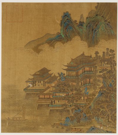 Paysage : un palais entre lac et montagnes, dynastie Ming ou Qing, 17e siècle - Unbekannt