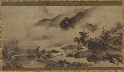 Paysage : montagnes, brume et ruisseau, période Edo - Unbekannt