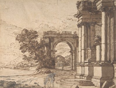 Paysage avec architecture classique près d