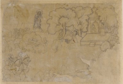 Paysage avec une figure de la Vierge Marie, XVIIe siècle - Unbekannt