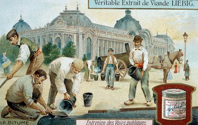 Pose de bitume sur une rue de Paris, vers 1900 - Unbekannt