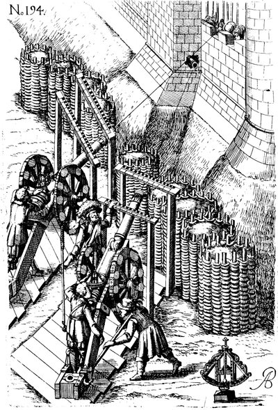 Canon de siège en action, de Le diverse et artificiose machine, 1620 - Unbekannt