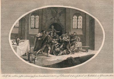Leofa le voleur poignardant Edmond Ier lors d
