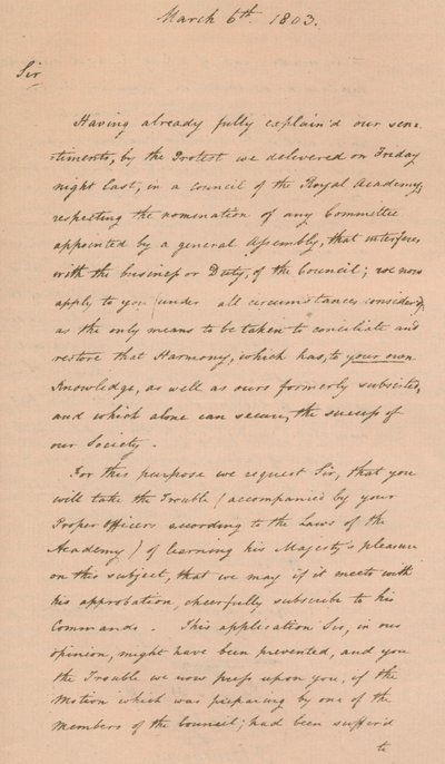 Lettre à Benjamin West, président de la Royal Academy, 1803 1904 - Unbekannt