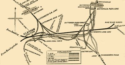 Lignes de chemin de fer à Clapham Junction, vers 1878 - Unbekannt