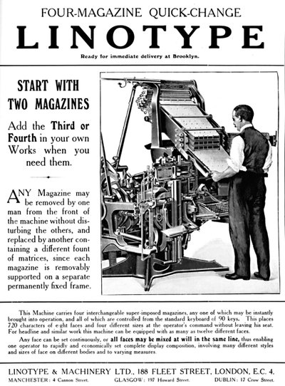 Publicité pour Linotype & Machinery Ltd., 1919 - Unbekannt