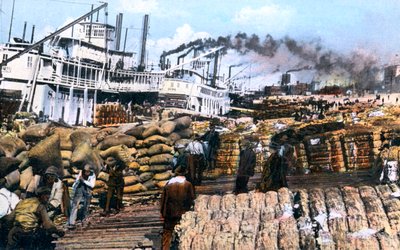 Chargement de coton sur un navire, Memphis, Tennessee, USA, vers 1900 - Unbekannt