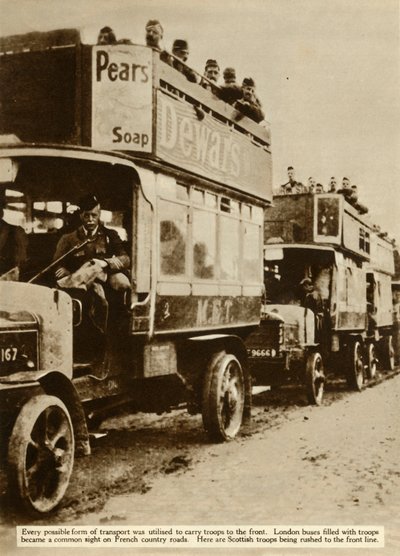 Bus londoniens transportant des troupes écossaises au front, Première Guerre mondiale, 1914, 1935 - Unbekannt