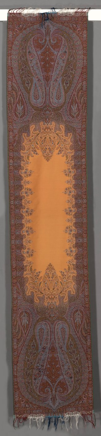 Longue étole avec botehs et centre orange, 1850-1855 - Unbekannt