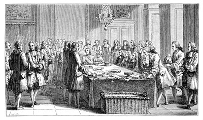 Louis XV signant le nouveau traité, 1757 - Unbekannt