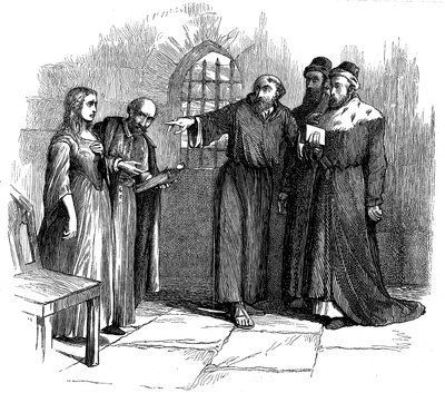 Lucrezia Castellani devant les inquisiteurs après un service interdit des Vaudois, vers 1476 - Unbekannt