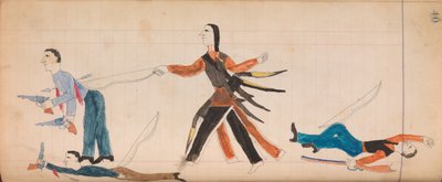 Maffet Ledger : Indien et trois hommes blancs, vers 1874-81 - Unbekannt