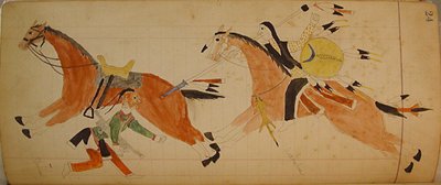 Maffet Ledger : Deux Indiens avec des chevaux, vers 1874-81 - Unbekannt