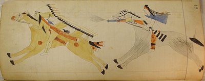 Maffet Ledger : Deux Indiens montés, vers 1874-81 - Unbekannt